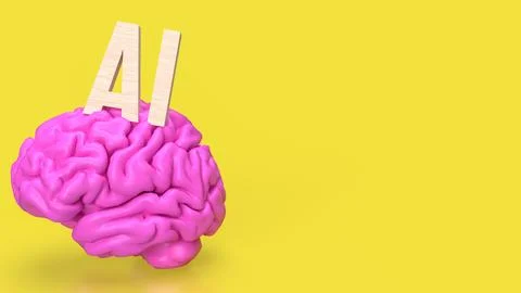 The Brain and AI text for technology concept 3d rendering Stock Illustration