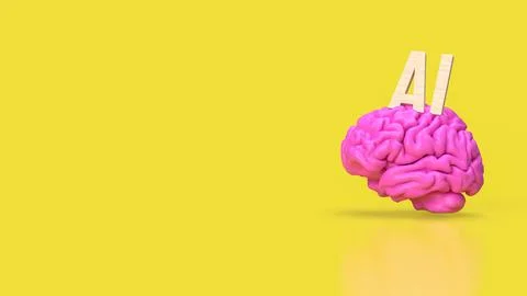 The Brain and AI text for technology concept 3d rendering 스톡 일러스트