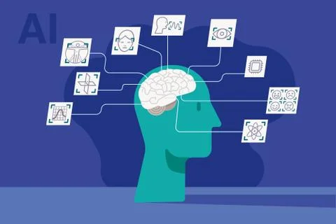 Brain and Artificial Intelligence Illustrazione stock