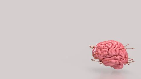 The Brain and barbed wire for sci or medical concept 3d Rendering. Stock Illustration