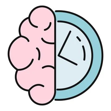 Brain and clock combining for time management concept Stockillustratie
