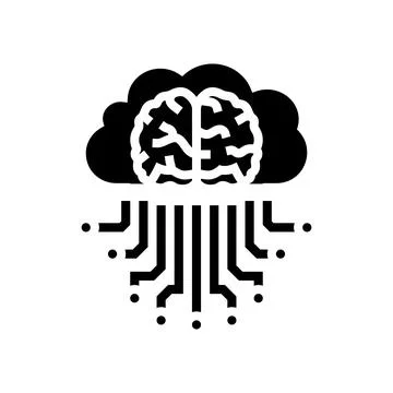 Brain and cloud computing glyph icon vector illustration Stock Illustration