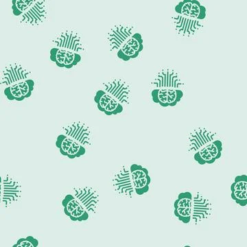 Brain and cloud computing glyph seamless pattern Illustrazione stock