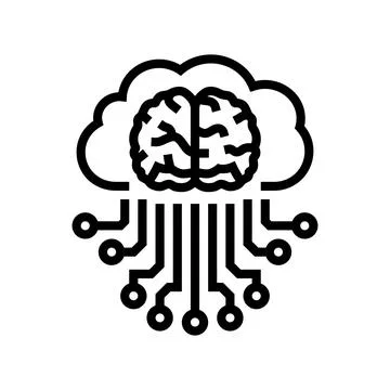 Brain and cloud computing line icon vector illustration Stock Illustration