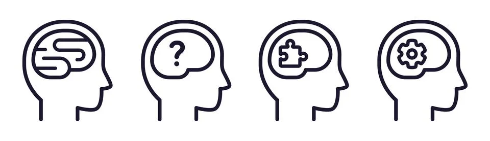 Brain and cognitive disability icon set Illustration