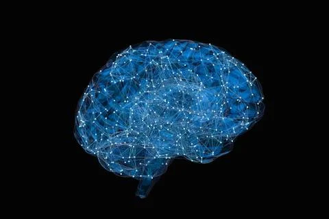 Brain and dark background, 3d rendering. Stock Illustration