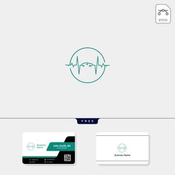 Brain and electric wave concept logo template vector illustration, free busin Stock Illustration