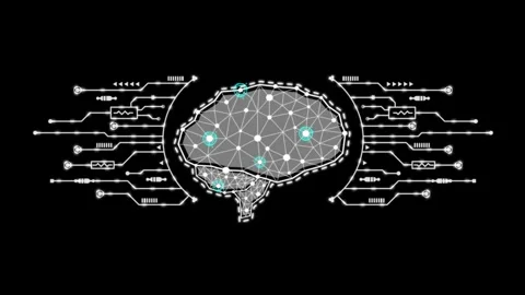 ฺBrain and electrical circuit processing, Technology and artificial intelligence 動画素材 259571937