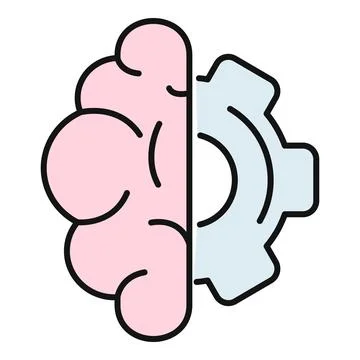 Brain and gear representing logic and creativity Stock Illustration