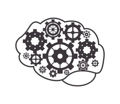 Brain and gears icon 스톡 일러스트