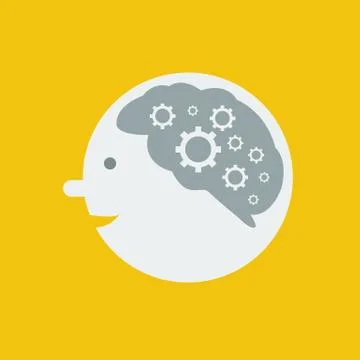 Brain and gears on yellow background, vector Illustrazione stock