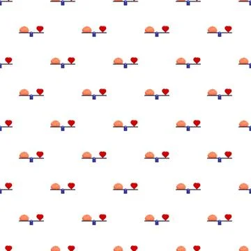 Brain and heart balanced on scale seamless pattern Stock Illustration