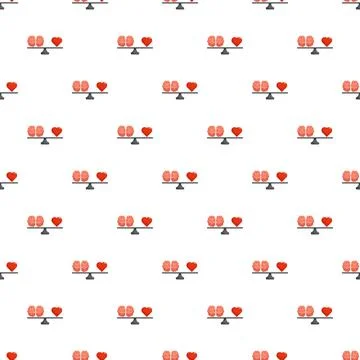 Brain and heart balancing on scale seamless pattern Illustrazione stock