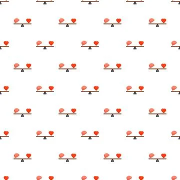 Brain and heart balancing on a scale pattern Stock Illustration