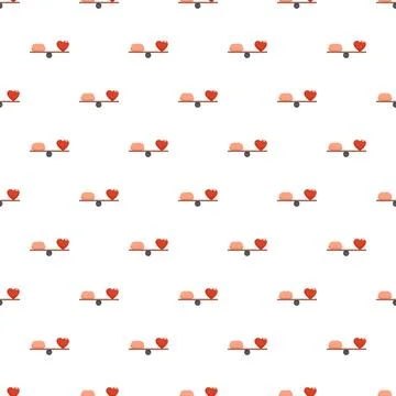 Brain and heart balancing on a scale seamless pattern Stock Illustration