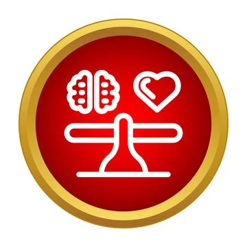 Brain and heart balancing on a scale icon Stock Illustration