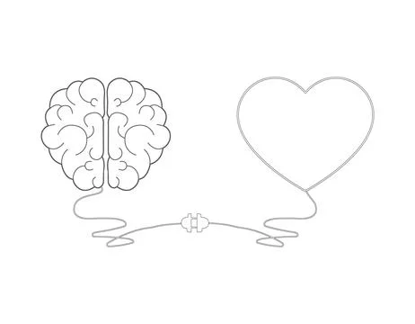 Brain and Heart interactions concept best teamwork Stock Illustration