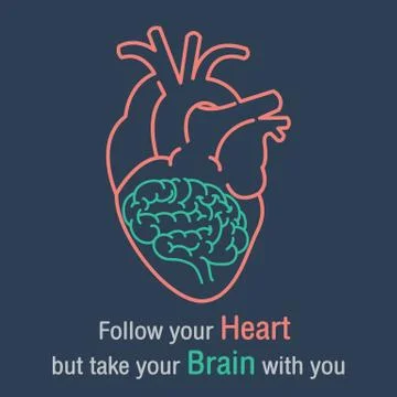 Brain and heart quotes Stock Illustration