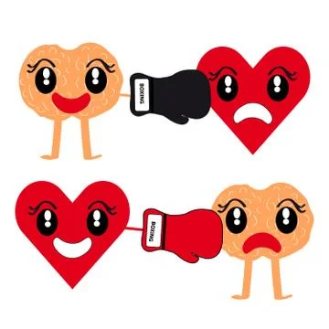 Brain and heart on white background Stock Illustration