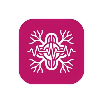 Brain and heartbeat symbol for integrated neurological health. Stock Illustration