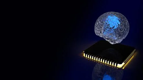 Brain and ic for ai or technology concept 3d rendering 库存照片