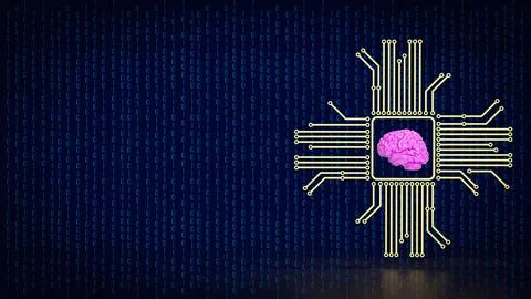 The Brain and it gadget for Ai or machine learning concept 3d rendering. Stock Illustration