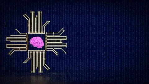 The Brain and it gadget for Ai or machine learning concept 3d rendering. Illustrazione stock