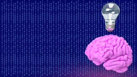 The Brain and light bulb for creative thinking or Brainstorm  concept 3d re.. Stock Illustration