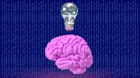 The Brain and light bulb for creative thinking or Brainstorm  concept 3d re.. Illustrazione stock