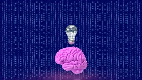 The Brain and light bulb for creative thinking or Brainstorm  concept 3d re.. Illustrazione stock