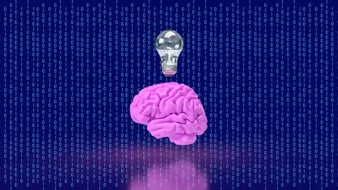 The Brain and light bulb for creative thinking or Brainstorm  concept 3d re.. Stock Photos