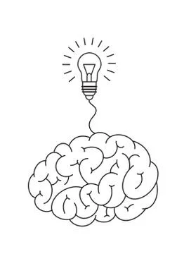 Brain and light bulb Stock Illustration