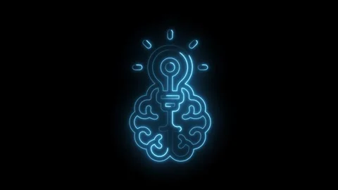 Brain and lightbulb glowing outline idea generation cognitive function conc.. 스톡 동영상 312311662
