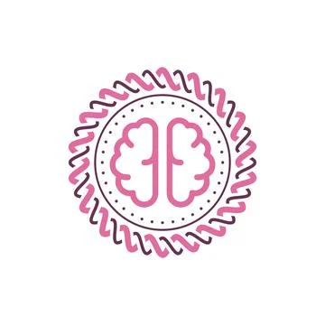 Brain and mandala label on white Stock Illustration