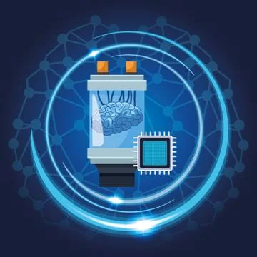 Brain and microchip Illustrazione stock