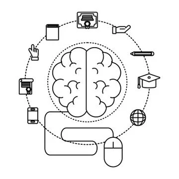 Brain and mouse Stock Illustration