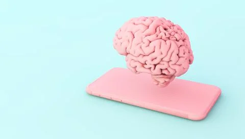 Brain and phone Stock Illustration