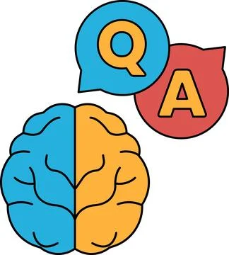 A brain and a question mark are shown next to each other Stock Illustration