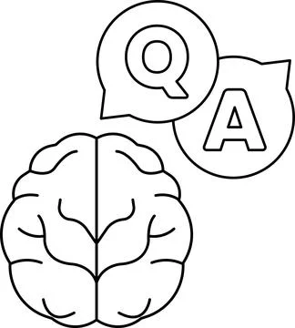 A brain and a question mark are shown next to each other Stock Illustration