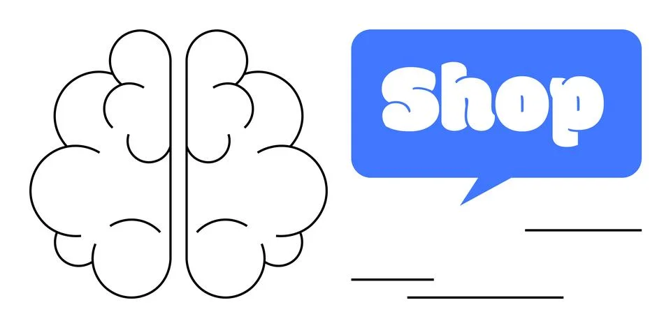 Brain and Shopping Speech Bubble Ideal for Marketing and Business Themes Illustrazione stock
