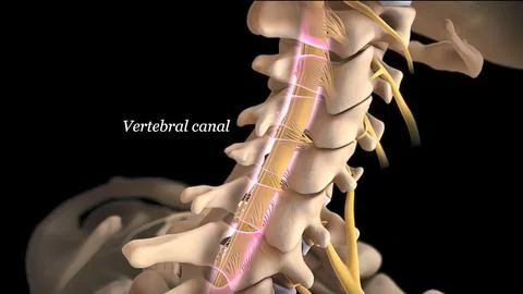 Brain and spinal system, vertebral canal Stock Illustration