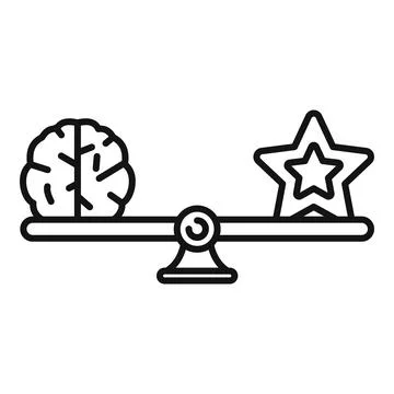 Brain and star balancing on scale comparing talent and logic Illustrazione stock