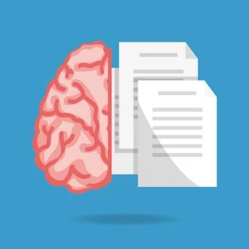 Brain and text notes to knowledge education Stock Illustration