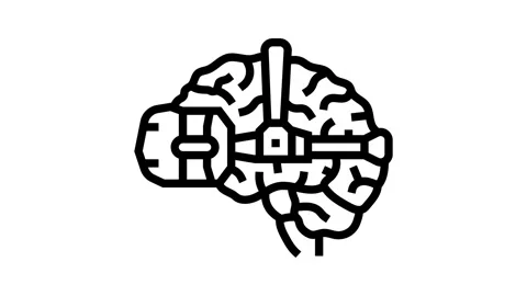Brain and vr headset combination line icon animation Stock Footage 326121199
