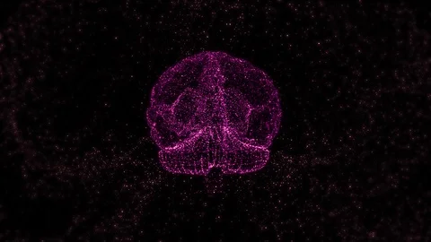 Brain animation with big data flow analysis in a shape of abstract particles Stock Footage 121812219