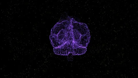 Brain animation with big data flow analysis in a shape of abstract particles Stock Footage 121812810