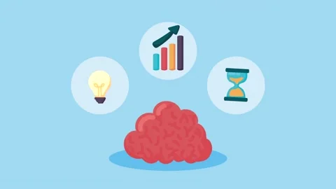 Brain animation with creative idea, growth chart, and hourglass for dynamic.. Stock Footage 333721980