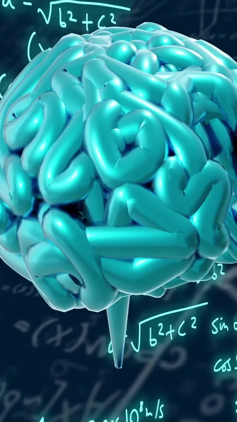 Brain animation over mathematical equations and formulas Stock Footage 320150656