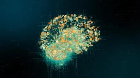 Brain artificial intelligence Ai Cloud computing wireless connection internet Stockillustratie