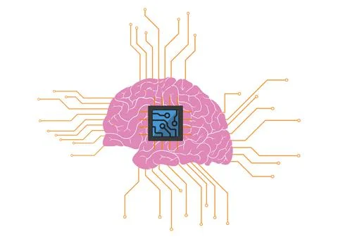 Brain with artificial intelligence and digital circuit Stock Illustration